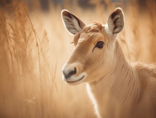 Unique Saiga Antelope in Natural Habitat AI Generated Generative AI