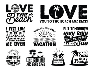Summer T shirt Design Bundle, Quotes about Summer, Beach T shirt, Summer typography T shirt design Collection