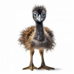 Baby Emu isolated on white (generative AI)