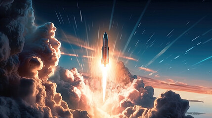 Stunning Space Rocket Launching into Space Al Generative