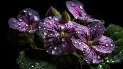 Background of Cape primrose with raindrops created with generative AI technology
