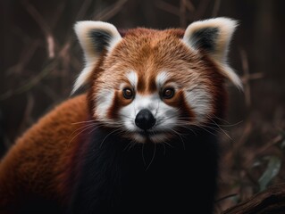 Adorable Red Panda in Lush Habitat AI Generated Generative AI