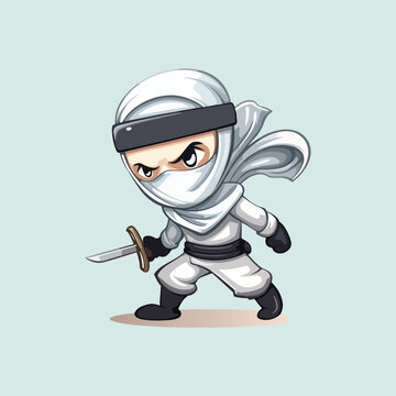 Cartoon ninja assassin with sword vector illustration
