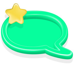 Social media speech Popup with star Icon. 3d Chat Cloud Mockup. Notification icon. Alert and Alarm Symbol. Social Media Network Notification Reminder.
