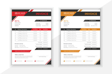 Modern corporate invoice design. Professional and attractive business invoice layout with creative ideas.