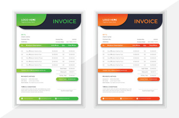 Corporate and elegant business invoice vector template.