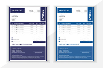 Professional invoice vector template. Modern and elegant invoice design.