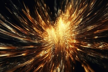 Network technology wavy lines digitally gold futuristic abstract background. Low poly wire made with generative AI