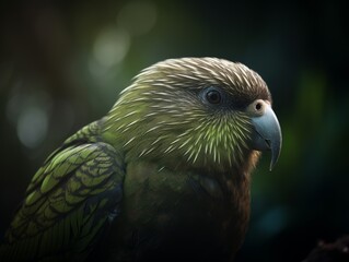 Endearing Kakapo in Lush Forest AI Generated Generative AI