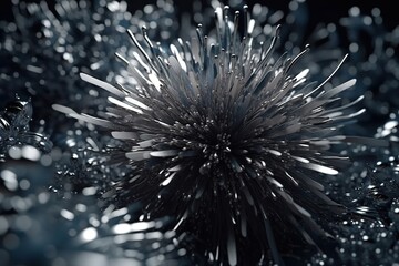 Network technology futuristic abstract tech silver flower background. Low poly wire made with generative AI