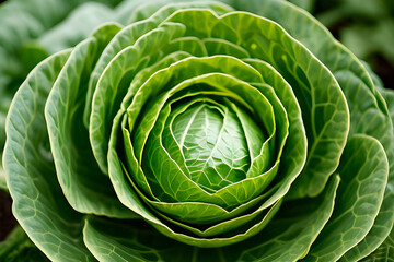 Obraz premium Close-up on a lettuce. Macro style. Generative AI.