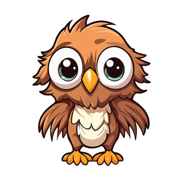 Cute cartoon eagle with big eyes