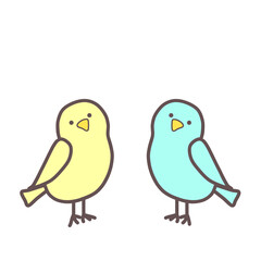 黄色い小鳥と青い小鳥