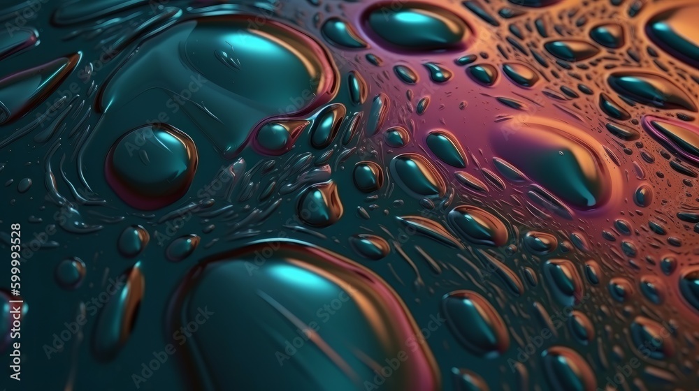 Poster a close up of water droplets on a surface. generative ai