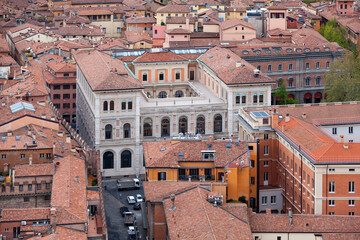 Aerial view of the Residence building of the savings bank of Bologna