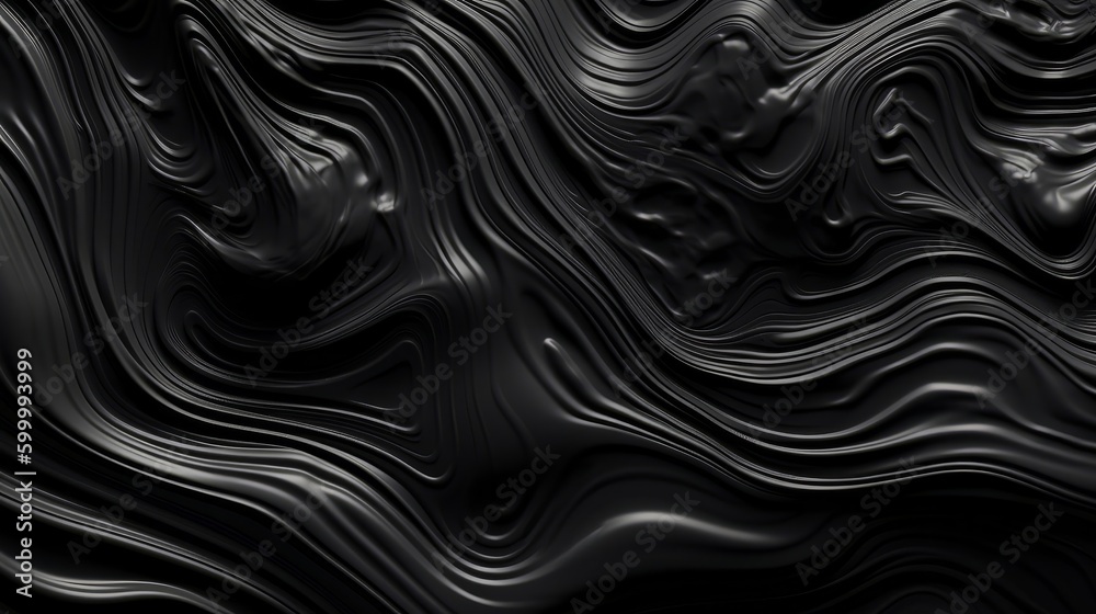Poster an abstract black background with wavy lines. generative ai