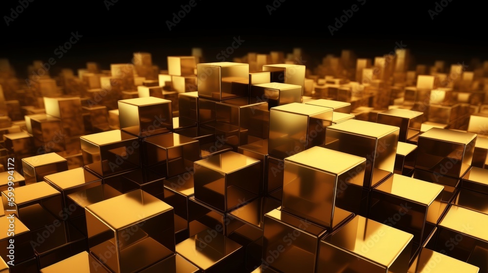 Fototapete 3d abstract geometric gold blocks background. generative ai. generative ai
