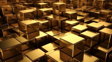 3d abstract geometric gold blocks background. Generative ai. Generative ai