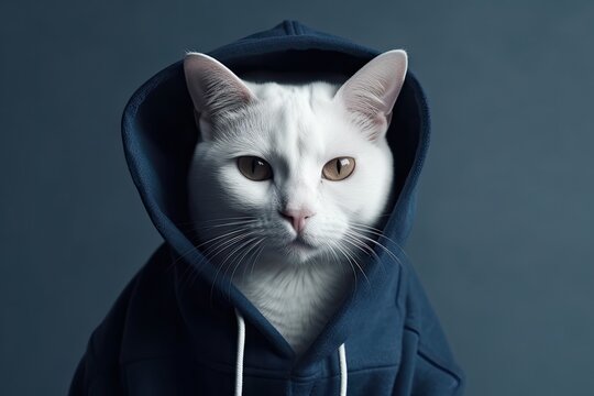 cat dressed in hoodie