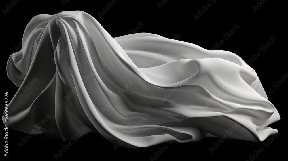 Aufkleber 3d abstract white cloth flying fabric dynamic textile. generative ai