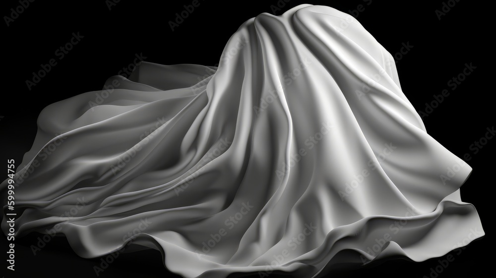 Poster 3d abstract white cloth flying fabric dynamic textile. Generative ai