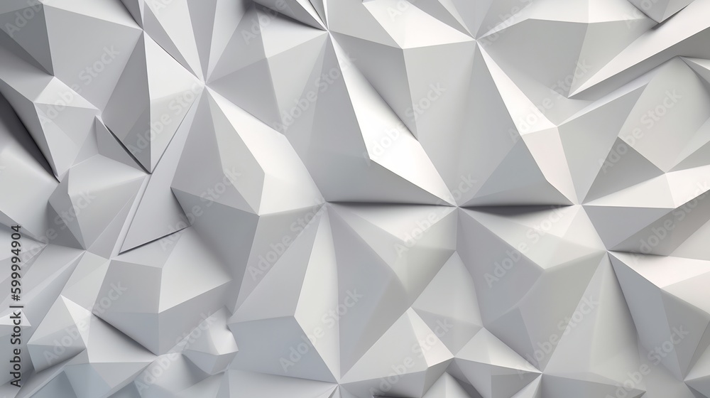 Poster An abstract white background with low poly shapes. Generative ai