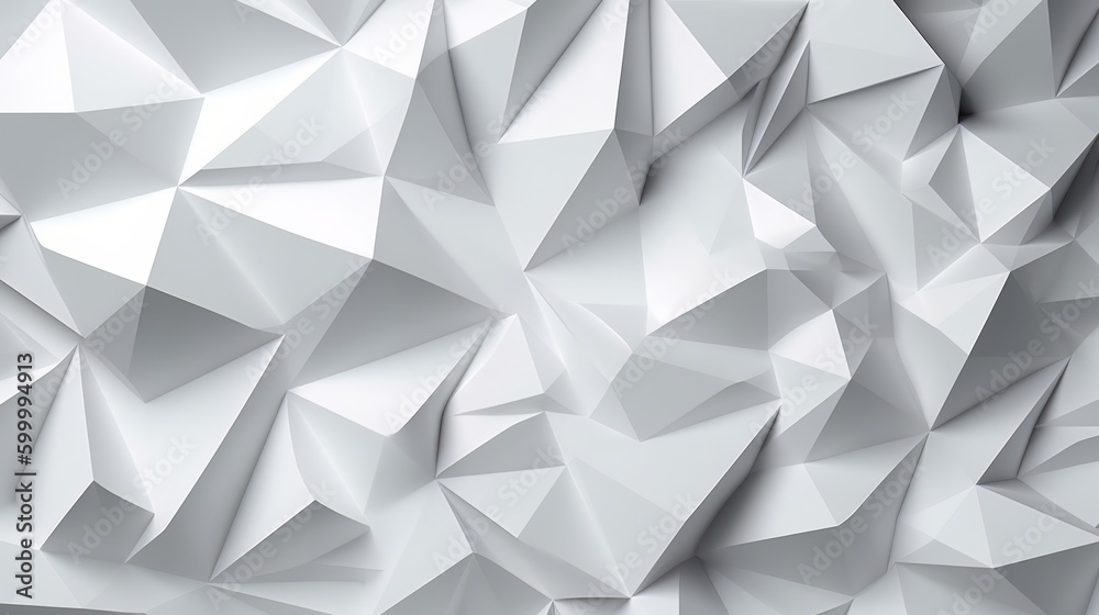 Poster An abstract white background with low poly shapes. Generative ai