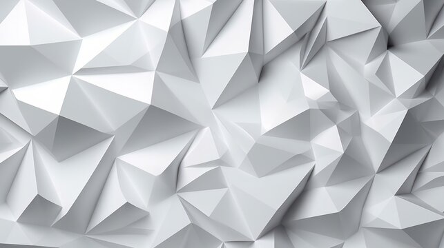 An abstract white background with low poly shapes. Generative ai