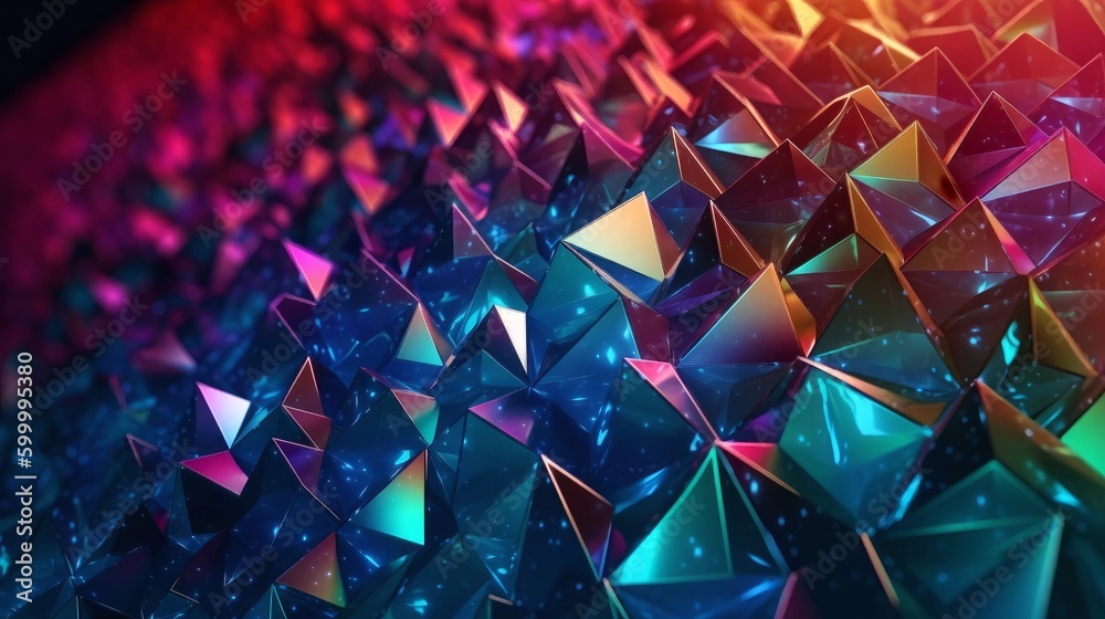 Poster colorful geometric triangles in an abstract background. generative ai