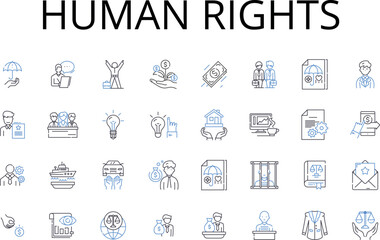 Fototapeta na wymiar human rights line icons collection. Freedoms, Civil liberties, Equal rights, Fundamental rights, Basic rights, Natural rights, Protected rights vector and linear illustration. Constitutional rights