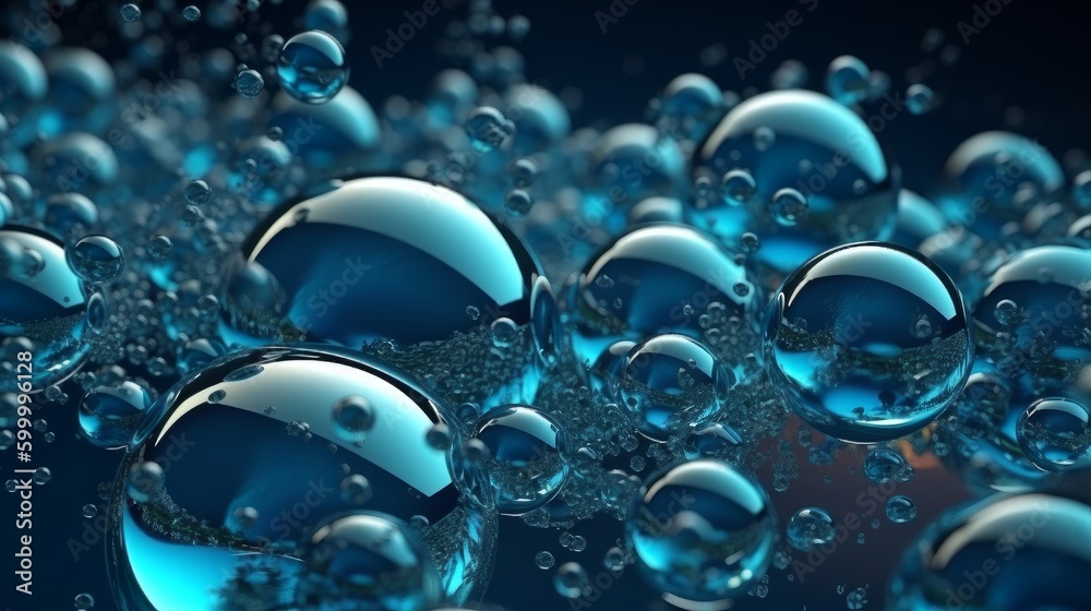 Poster colorful bubbles floating in the air. generative ai