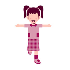 Little Girl Character Running Illustration