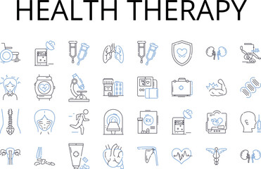Health therapy line icons collection. Alternative medicine, Complementary medicine, Natural healing, Wellness treatment, Mind-body therapy, Holistic healthcare, Integrative medicine vector and linear - obrazy, fototapety, plakaty