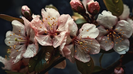 Close up of cherry blossoms. AI Generative