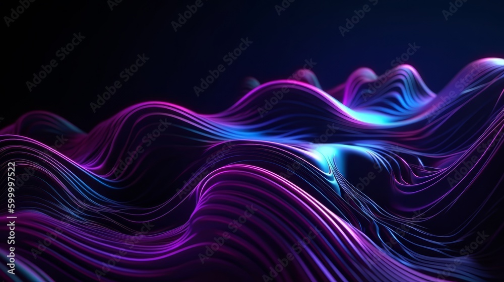 Poster Abstract wavy lines in different colors and shapes. Generative ai