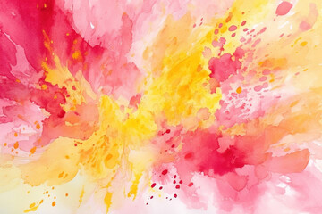 Fototapeta na wymiar Vibrant and lively watercolor splashes in shades of yellow and pink