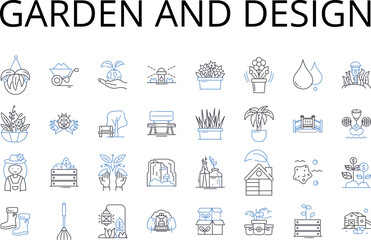 Garden and design line icons collection. Jungle & Greenery, Forest & Organic, Meadow & Landscape, Oasis & Serenity, Zen Garden & Tranquility, Terrace & Balcony, Topiary & Pruned vector and linear