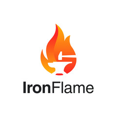 Unique logo combination of wrought iron and fire. It is suitable for forging company logos.