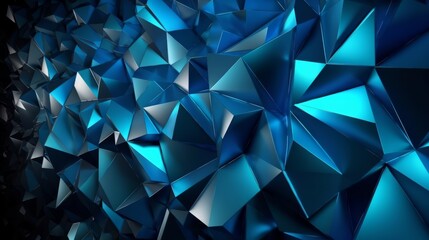 A blue abstract background composed of multiple triangular shapes. Generative ai
