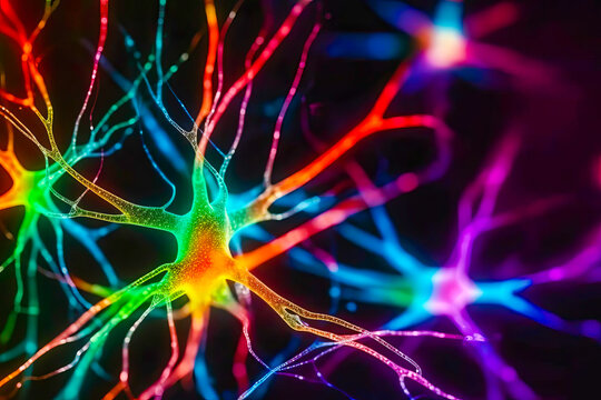 An image of neurons involved in the regulation of sleep, such as neurons in the basal nuclei of the brain. Generative AI