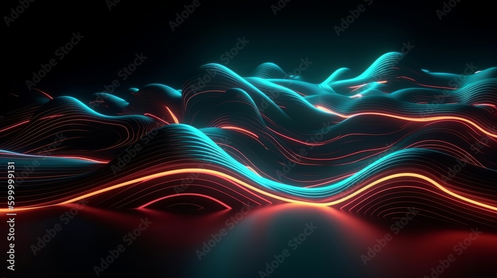 Poster A digitally abstract pattern of flowing lines. Generative ai