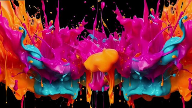 Explosive wet paint mixing together with Alpha Channel. Modern Design, Modern Colors. 
