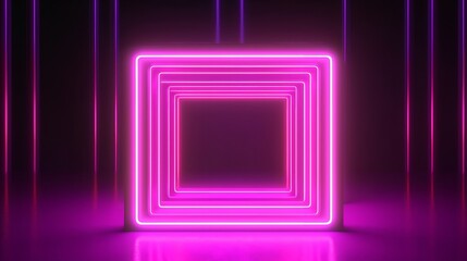 A neon light in a dark room, creating a vibrant square shape. Generative ai