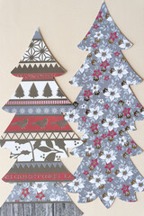 machine-cut decorative holiday trees using scrapbook paper