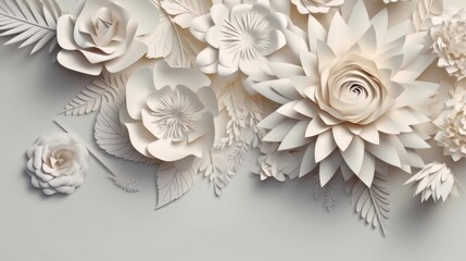 A colorful display of paper flowers arranged on a wall. Generative ai