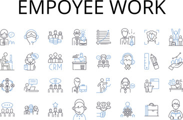 Fototapeta na wymiar Empoyee work line icons collection. Staff duties, Labor inputs, Personnel activity, Workforce tasks, Service output, Job functions, Career labor vector and linear illustration. Employment action,Work