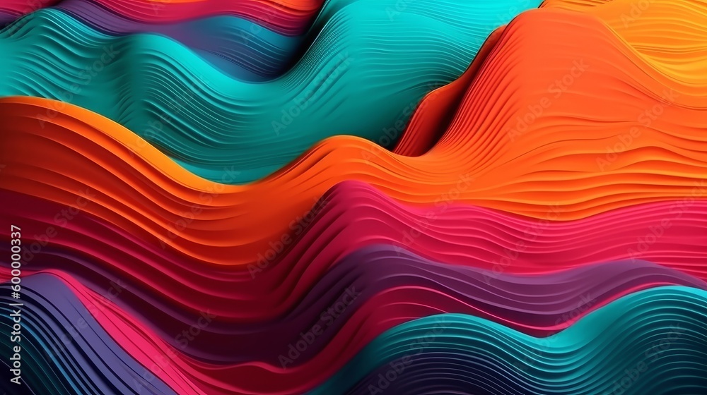 Poster colorful abstract background with wavy lines. generative ai