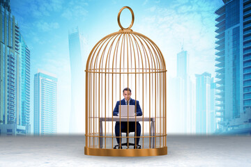 Businessman caught in the cage
