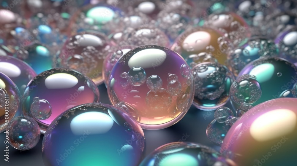 Aufkleber colorful soap bubbles floating in the air. generative ai