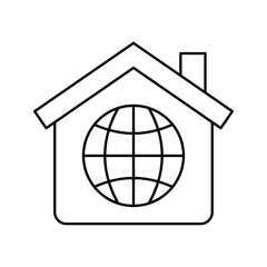 home with globe icon vector